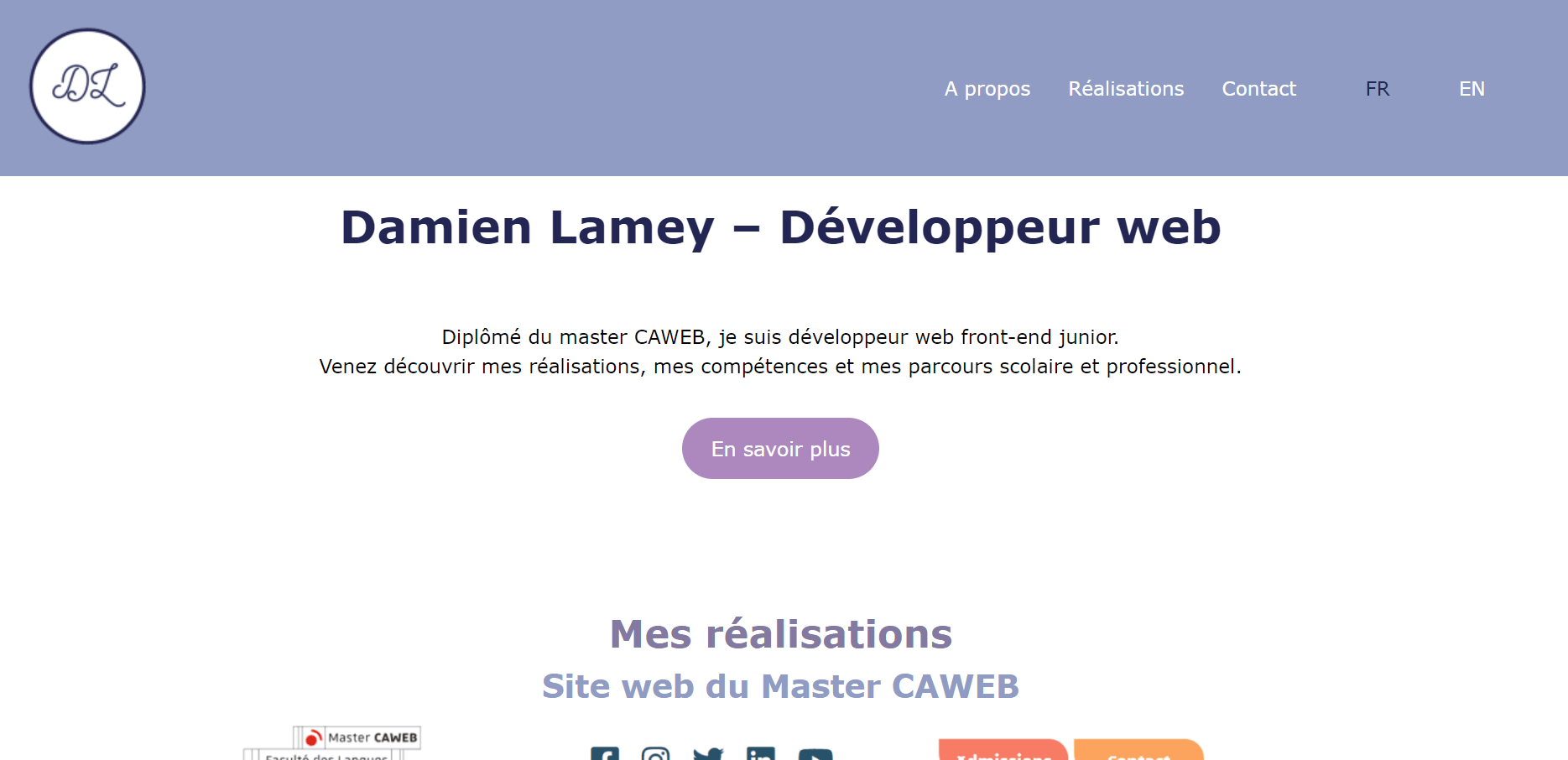 Capture d'écran du site CV