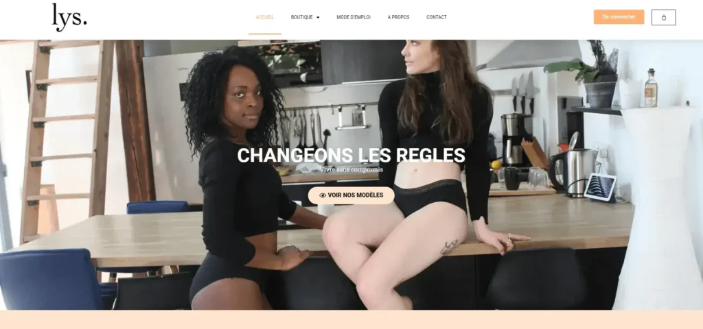 Capture d'écran du site de Lys Lingerie