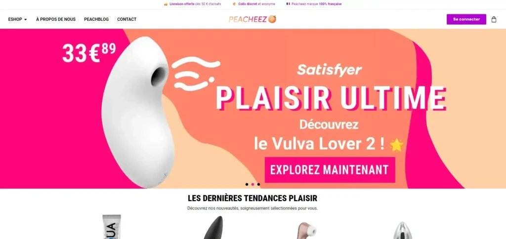 Capture d'écran du site de Peacheez